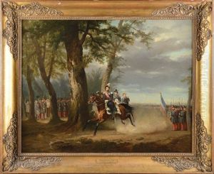 Louis Napoleon Bonaparte, Prince President, Suivi De Son Etat Major Passant En Revue Ses Troupes A Pied by Nicholas Edward Gabe