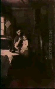 A Peasantmother Feeding A Child In A Cottage Interior