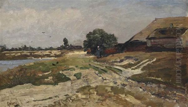 A Landscape With A Woman Near A Farm - view 1