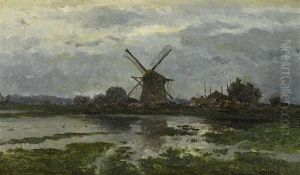 A Dutch Landscape With A Windmill by Paul Joseph Constantine Gabriel