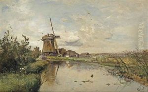 A River Landscape With A Windmill