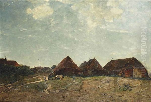 Schaapskooyen; A Sunlit Landscape With Several Sheepfolds - view 1