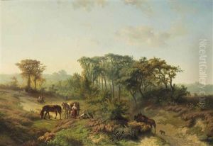 Travellers Resting In A Summer Landscape