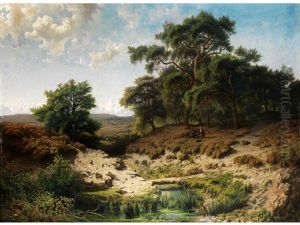 Baumlandschaft Mit Wasserlauf Und Figurenstaffage Baumlandschaft Mit Wasserlauf Und Figurenstaffage