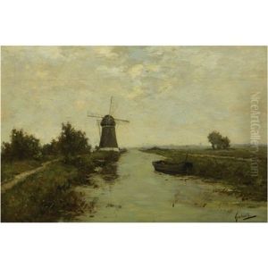A Windmill In A Polder Landscape