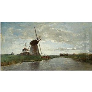 Windmills In A Polder Landscape by Paul Joseph Constantine Gabriel