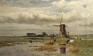 A Windmill In A Polder Landscape
