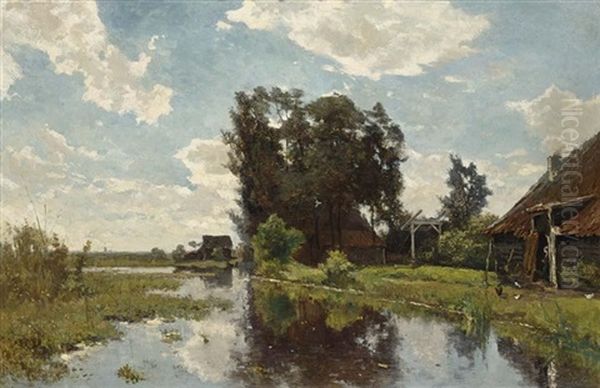A Polder Landscape With A Farmhouse On The Waterside - view 1