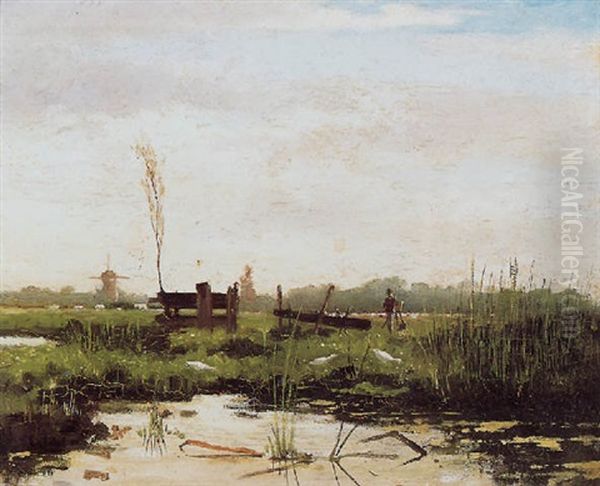 Polderlandschap Met Schilder Achter Zijn Ezel - view 1