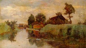 A Farmhouse By A Ditch In A Polder