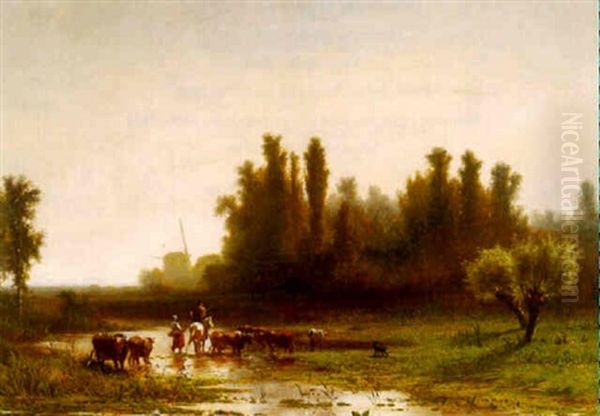Herders Met Vee Bij Een Voorde - view 1