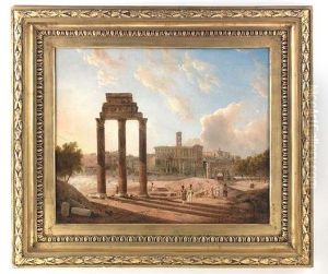 Blick Auf Das Forum Romanum Mit Dem Konservatorenpalast, Dem Castor- Und Pollux-tempel Sowie Dem Bogen Des Septimus Severus by Gaspare Gabrielli