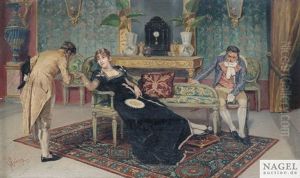 Aufwartung Eines Kavaliers Im Saloninterieur by Pietro Gabrini