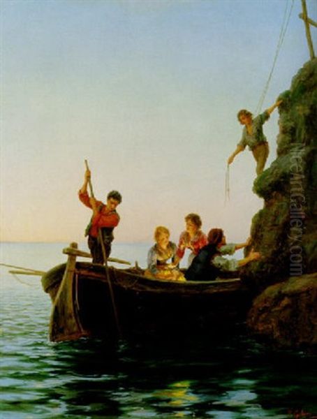 Fischerboot An Felsiger Kuste - view 1