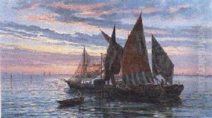 Barche Con Pescatori A Venezia by Pietro Gabrini