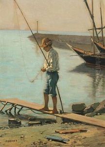 Coastal Scenery With A Boy And His Fishing Pole Coastal Scenery With A Boy And His Fishing Pole