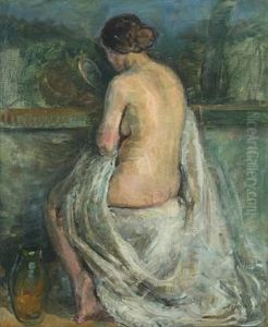 Female Nude Holding A Mirror by Mogens Gad