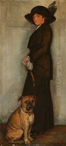 Portrait Of Maud Gudme, Nee Ree, With Her Dog