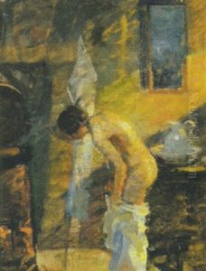 Kvinde Ved Morgentoilette