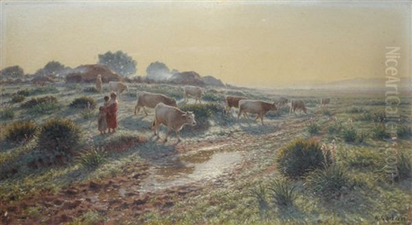 Troupeau Au Crepuscule - view 1