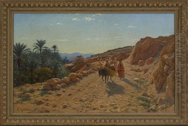 Desert Landscape With Figure On A Road - view 1
