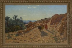 Desert Landscape With Figure On A Road
