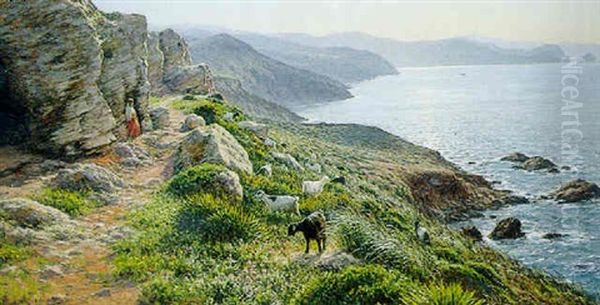 Bergeres Et Troupeau Sur Un Chemin Cotier - view 1