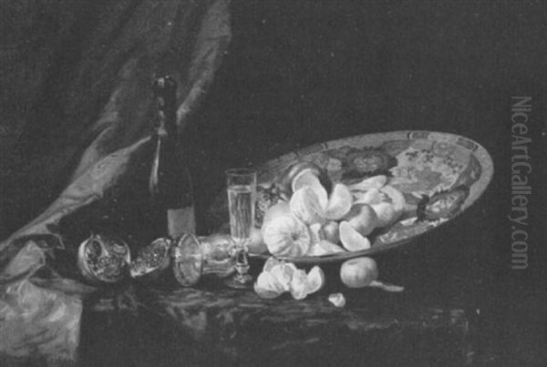 Nature Morte A La Bouteille De Champagne, A La Grenade Et Aux Quartiers D'orange - view 1