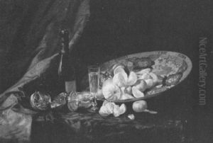 Nature Morte A La Bouteille De Champagne, A La Grenade Et Aux Quartiers D'orange