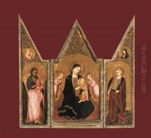 The Madonna Of Humility With Saint Catherine And Saint John The Baptist (triptych) by Agnolo di Taddeo Gaddi