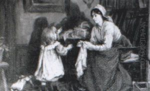 A Mother And Child In An Interior by William Hippon Gadsby