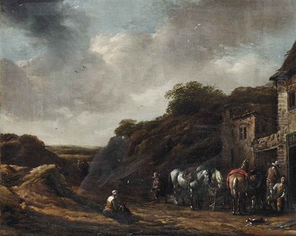 Travellers Outside A Tavern - view 1