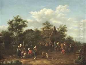 Peasants Dancing Outside An Inn by Barend Gael