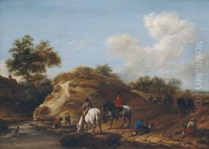 Landscape With Equestrians And Falconers By A River
