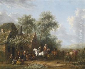 Reiter Vor Einem Wirtshaus by Barend Gael
