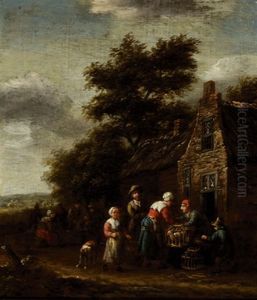 Figures Near A House