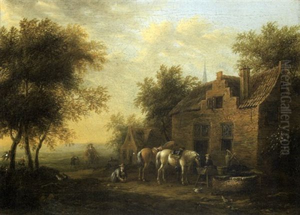 Chevaux Dans Une Cour De Ferme - view 1