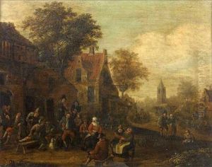 Scene De Rejouissance Devant Une Auberge by Barend Gael