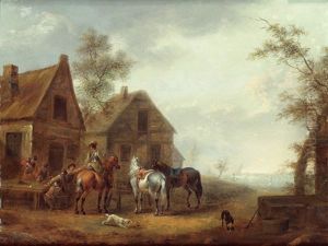 Dorfschenke by Barend Gael