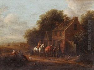 Horsemen Resting Outside A Village Inn (+ Travellers Watering Their Horses; Pair) Horsemen Resting Outside A Village Inn (+ Travellers Watering Their Horses; Pair)