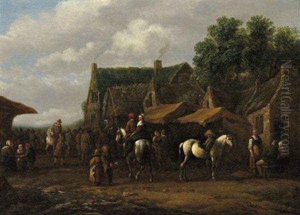 Reiter Und Bauern In Einem Hollandischen Dorf - view 1