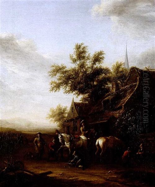 Outside The Farriers, Children Playing With Kolf - view 1