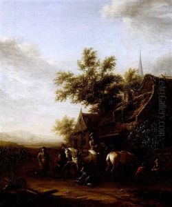 Outside The Farriers, Children Playing With Kolf