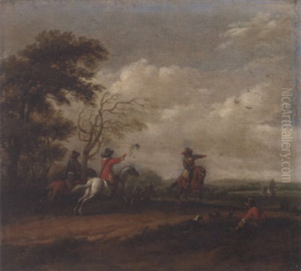A Wooded Landscape With A Hawking Party - view 1