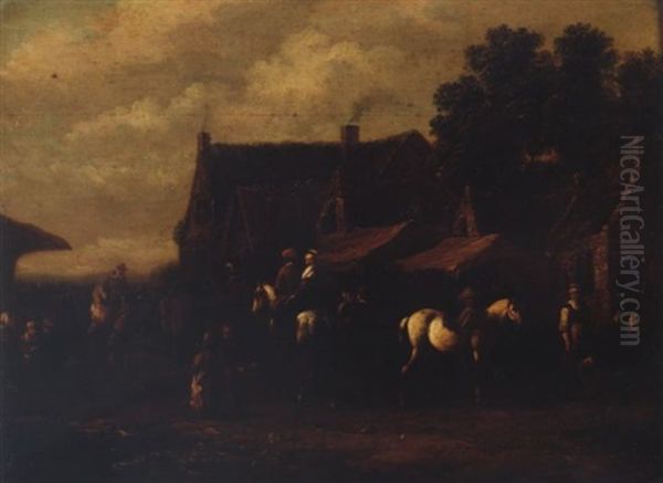 Peasants And Horsemen In A Village Street - view 1