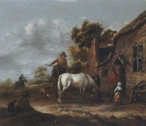 Travellers Resting And Watering Their Horses At A Tavern Travellers Resting And Watering Their Horses At A Tavern