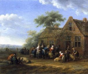 Bauern Mit Ihren Schweinen In Einem Dorf