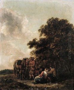Travellers Resting On The Edge Of A Wood by Barend Gael
