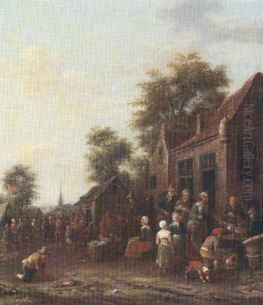 A Village Market With A Poultry Seller - view 1