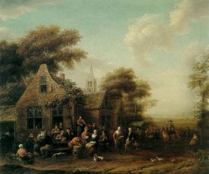 Peasants Merrymaking Outside A Tavern by Barend Gael